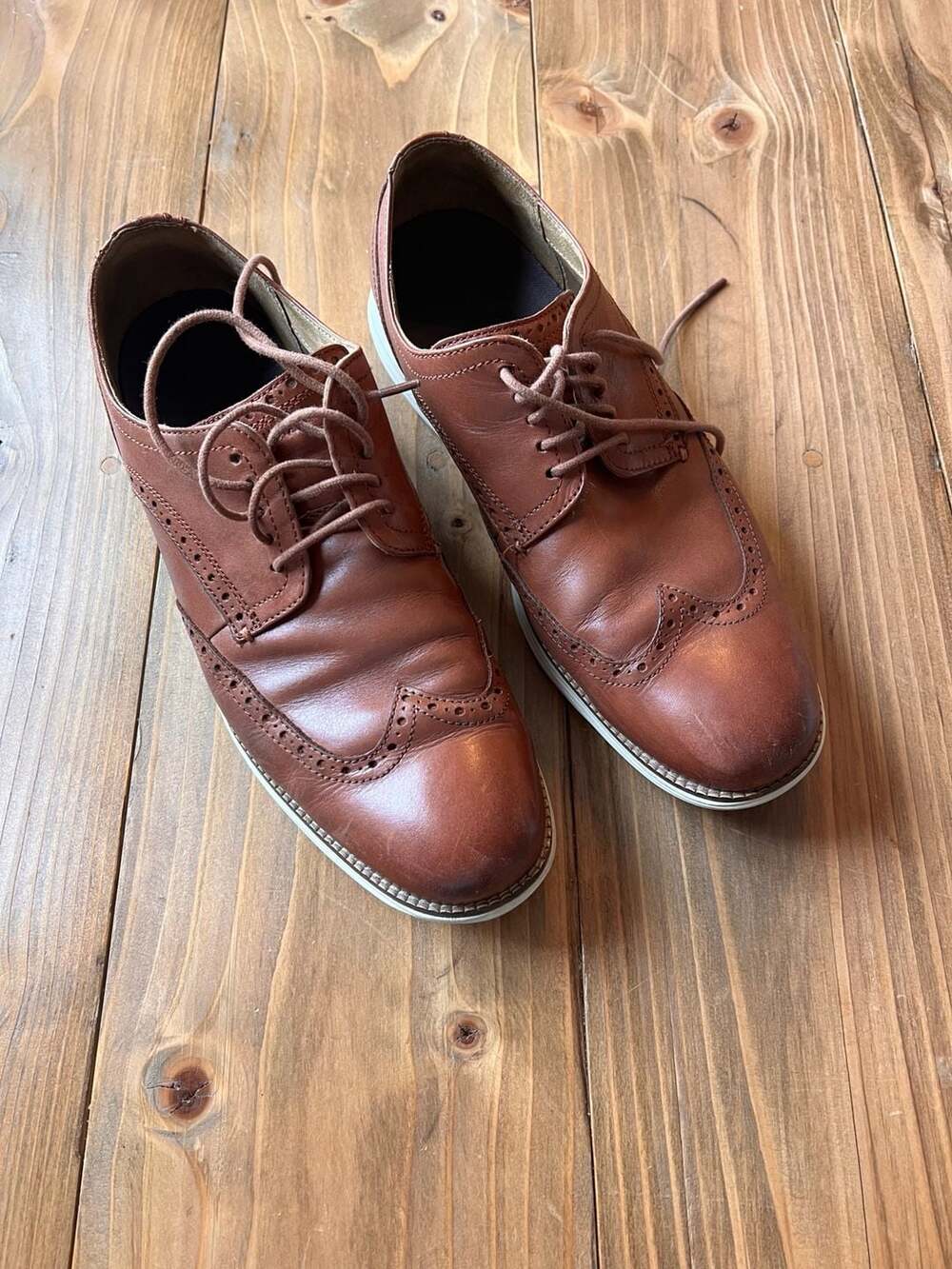 Cole Haan OriginalGrand Wingtip Oxford Woodbury Brown Leather Shoes Size 11.5